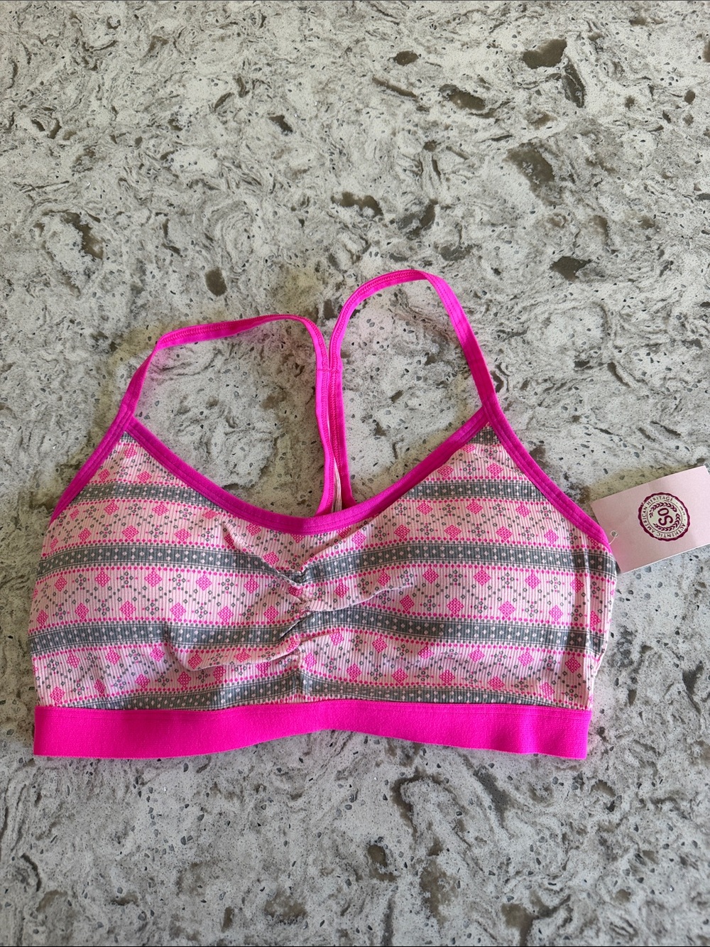 NWT SO Pink Patterned Sports Bralette